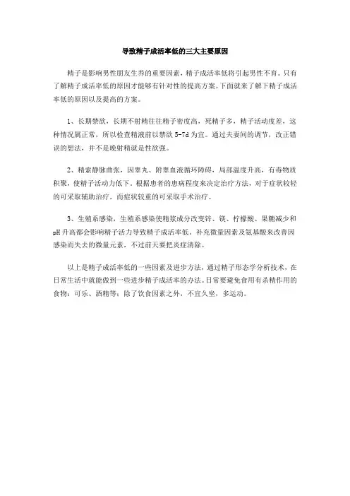 精子成活率如何提高!吃什么能提高精子活率？
