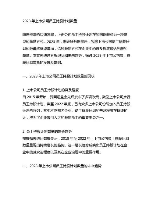 2023年上市公司员工持股计划数量