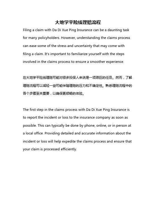 大地学平险线理赔流程