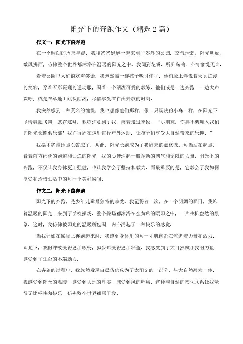 阳光下的奔跑 作文(精选2篇)