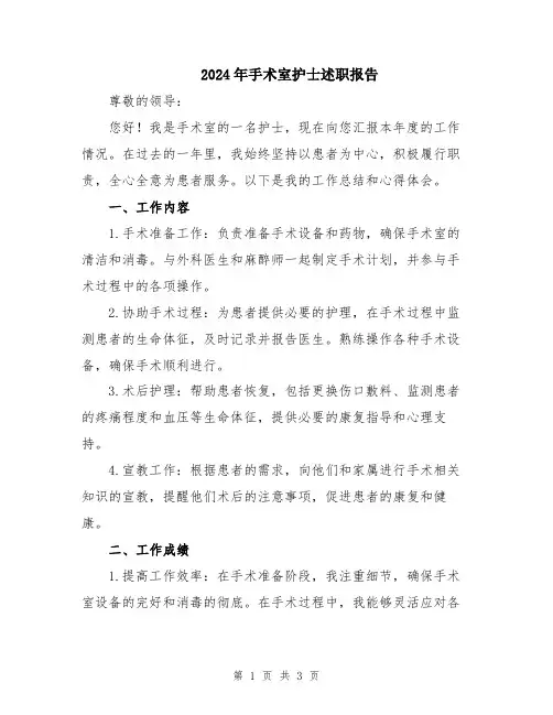 2024年手术室护士述职报告