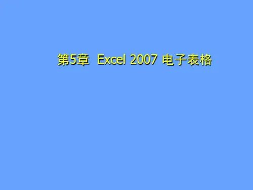 计算机文化基础 第5章Excel 2007 电子表格 第六节使用公式和函数