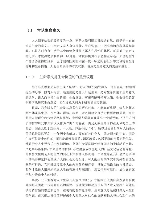 《生命价值论》18：肯认生命意义