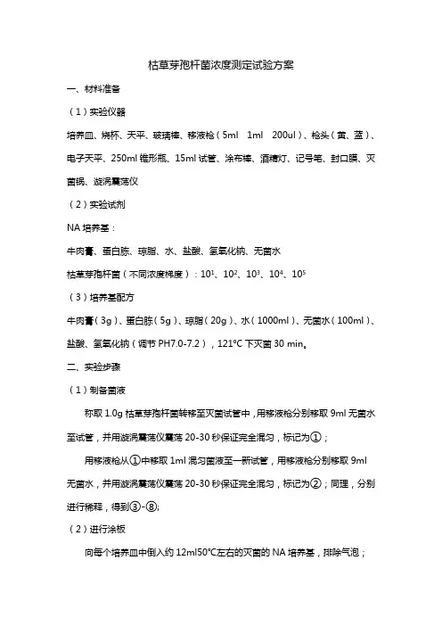 枯草芽孢杆菌试验方案