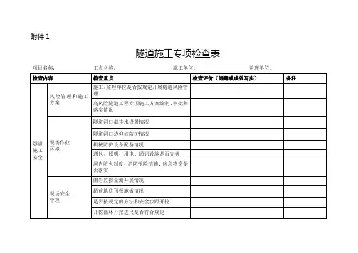 隧道施工专项检查表
