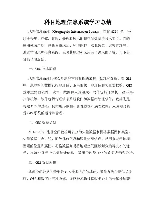 科目地理信息系统学习总结