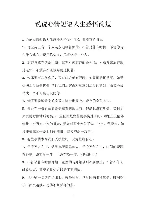 说说心情短语人生感悟简短