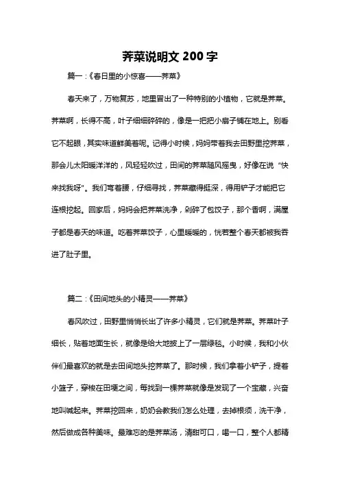 荠菜说明文200字