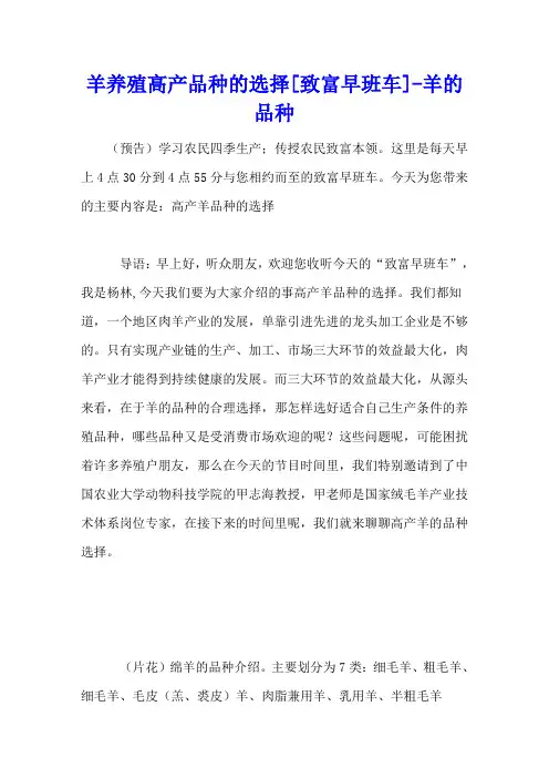 羊养殖高产品种的选择[致富早班车] - 羊的品种