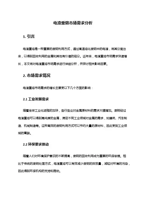 2024年电渣重熔市场需求分析