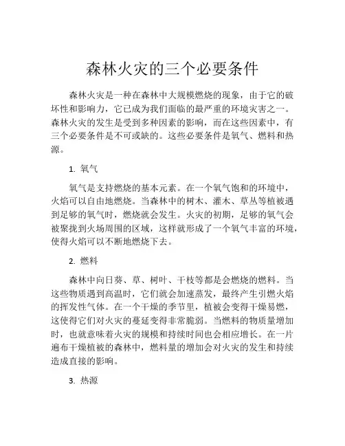 森林火灾的三个必要条件
