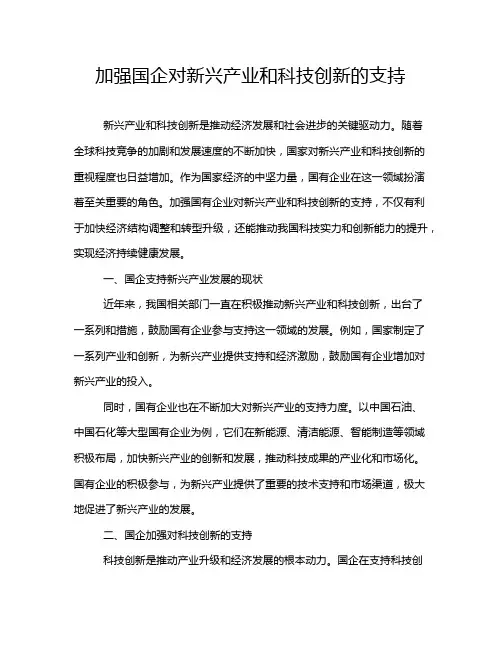加强国企对新兴产业和科技创新的支持