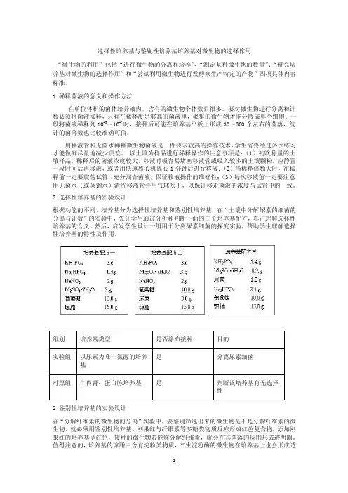 选择性培养基与鉴别性培养基培养基