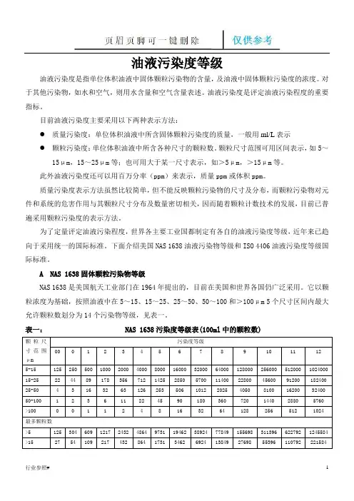 油液污染度等级(知识资料)