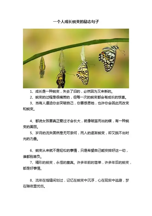 一个人成长蜕变的励志句子