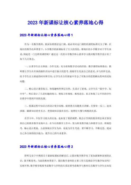 2023年新课标让核心素养落地心得