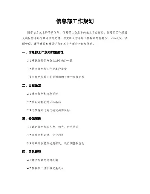 信息部工作规划