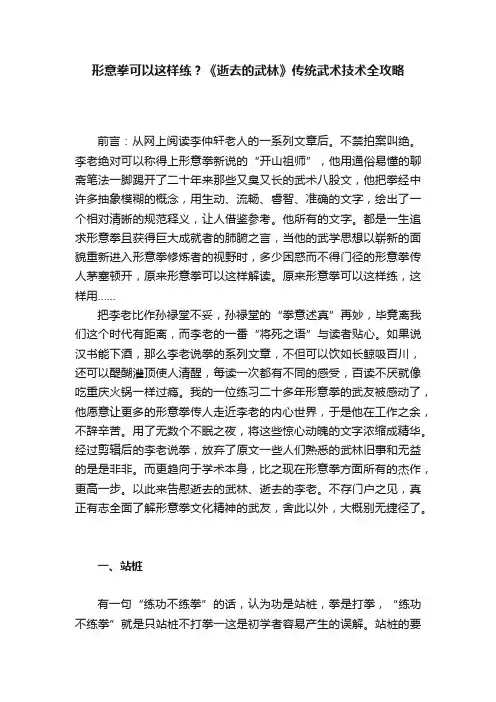 形意拳可以这样练？《逝去的武林》传统武术技术全攻略