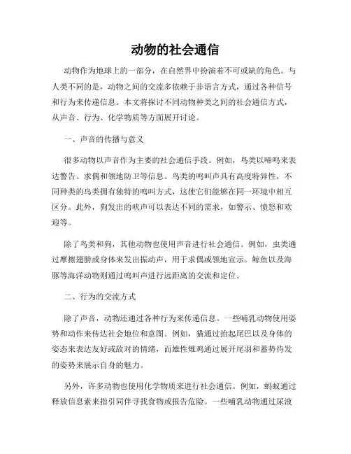 动物的社会通信