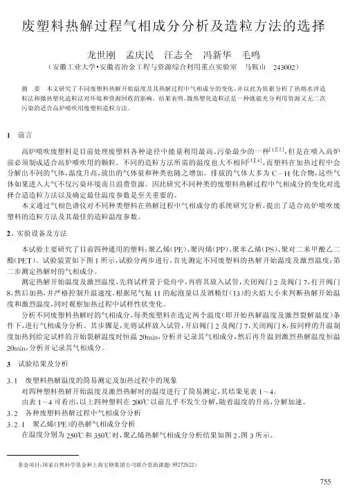 废塑料热解过程气相成分分析及造粒方法的选择