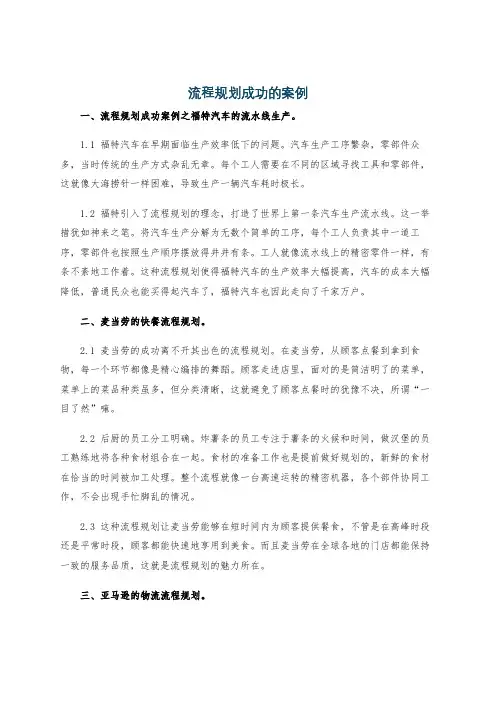 流程规划成功的案例