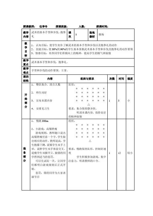 武术基本手型和步伐