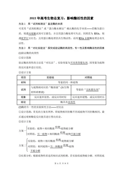 影响酶活性的因素