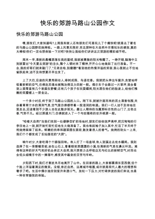 快乐的郊游马路山公园作文