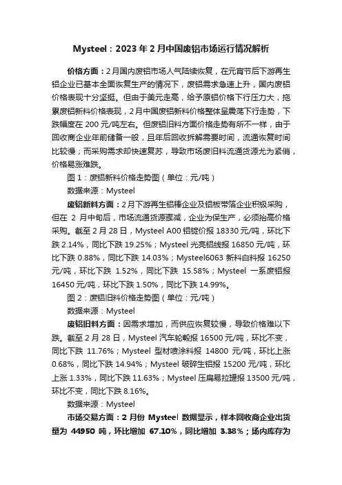 Mysteel：2023年2月中国废铝市场运行情况解析