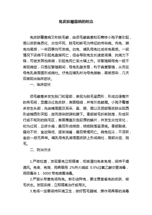 兔皮肤霉菌病的防治