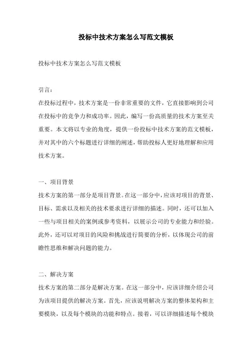 投标中技术方案怎么写范文模板