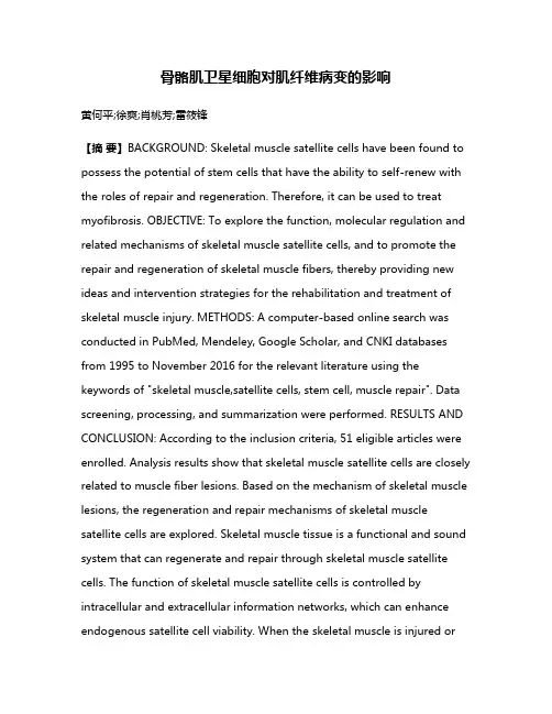 骨骼肌卫星细胞对肌纤维病变的影响
