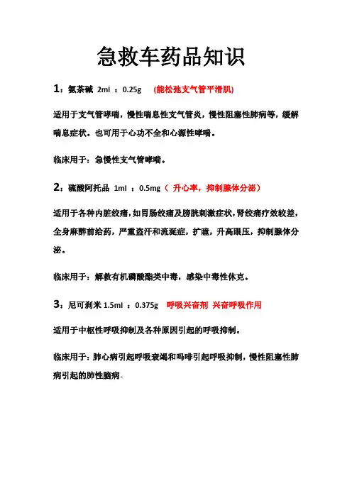急救车药品知识