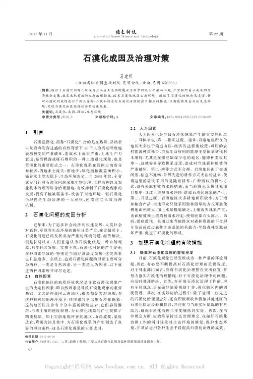 石漠化成因及治理对策