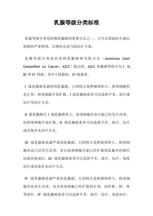 乳腺等级分类标准