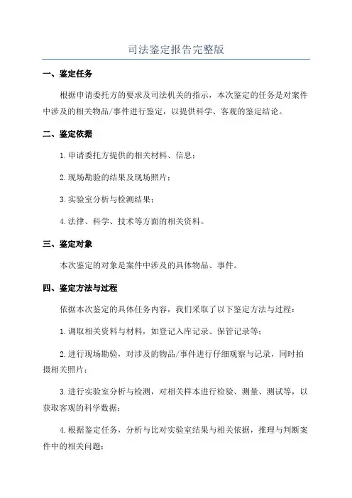司法鉴定报告完整版