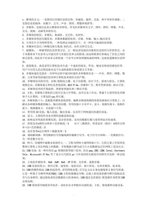 多媒体名词解释