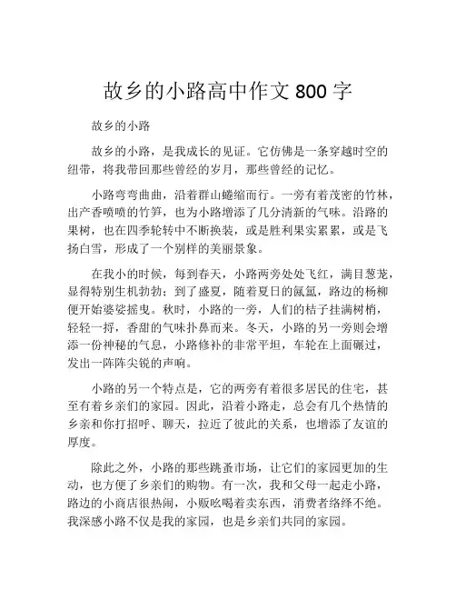 故乡的小路高中作文800字