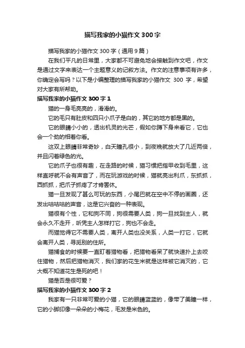 描写我家的小猫作文300字（通用9篇）
