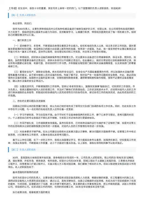 负责人述职报告5篇