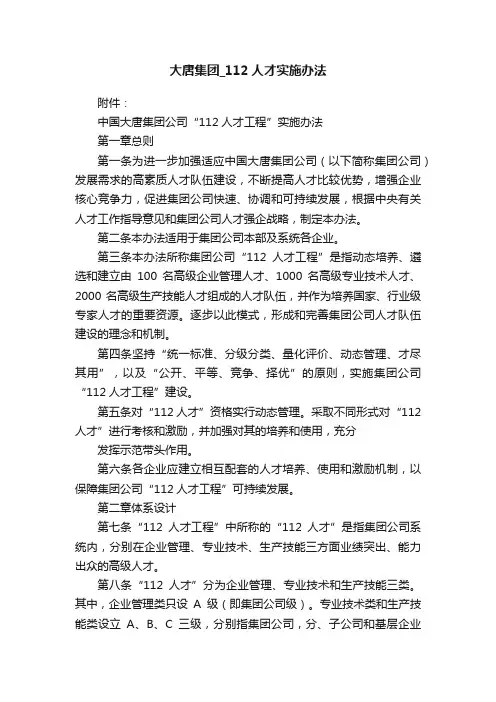 大唐集团_112人才实施办法