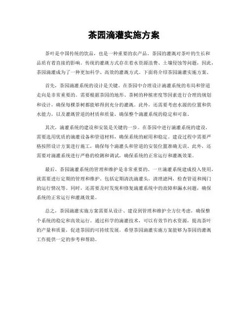 茶园滴灌实施方案