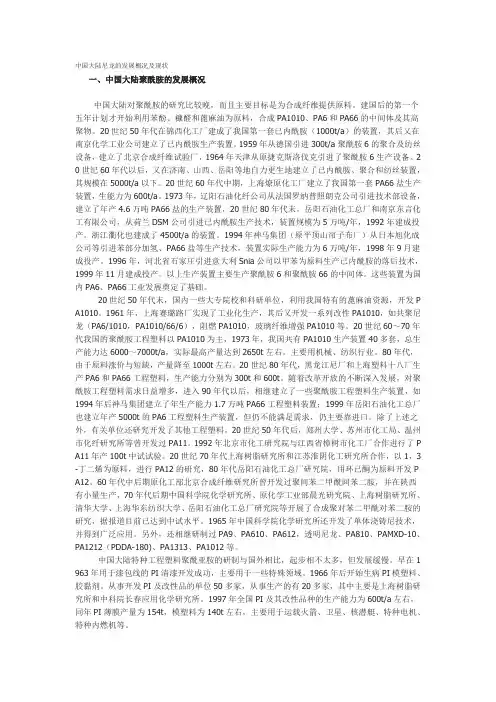 中国大陆尼龙的发展概况及现状