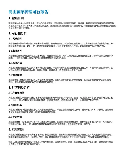 高山蔬菜种植可行报告
