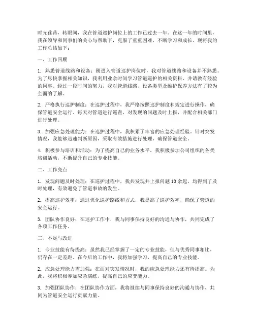 管道巡护个人工作总结