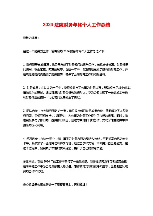2024法院财务年终个人工作总结