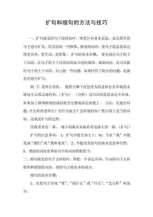 扩句和缩句的方法与技巧