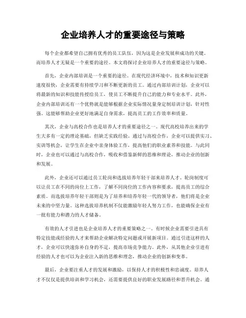 企业培养人才的重要途径与策略