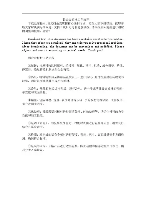 铝合金板材工艺流程
