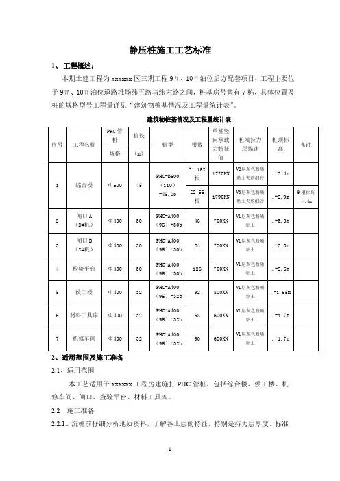 静压桩施工工艺标准